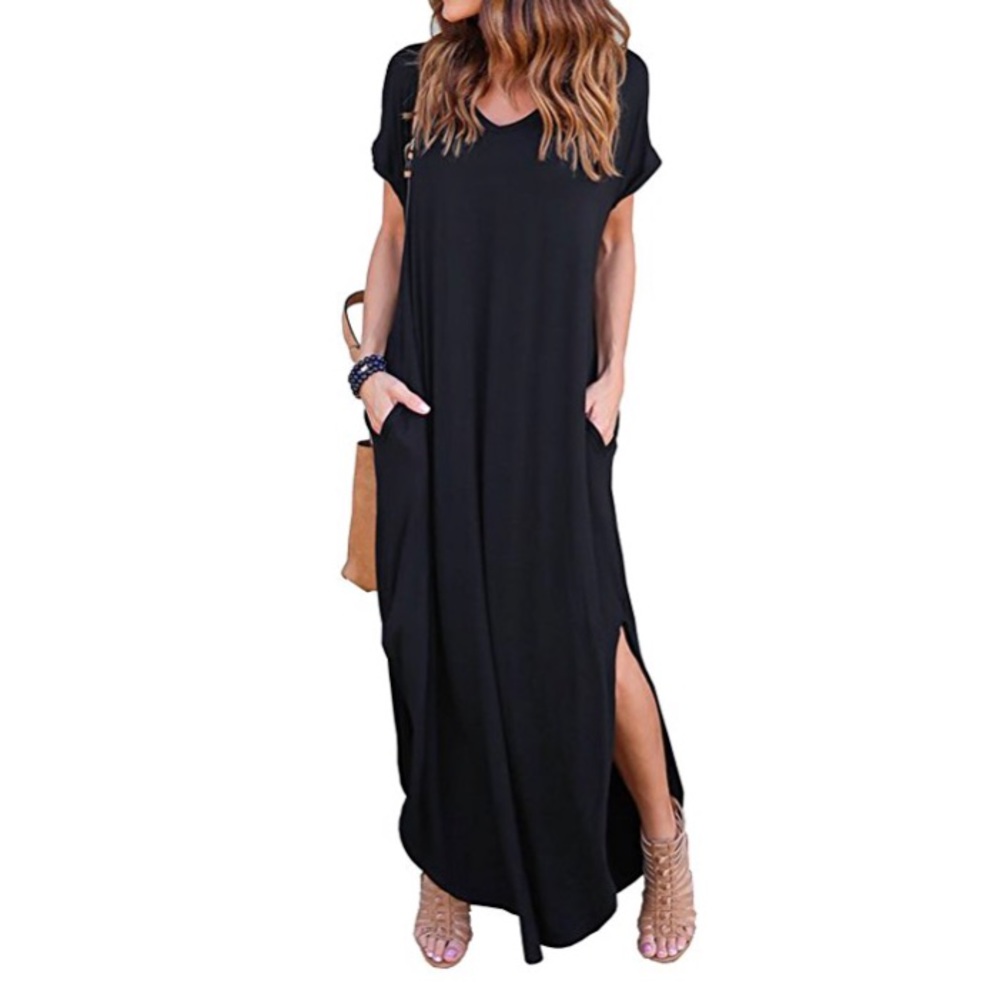 💕Black Loose Short Sleeve Maxi💕